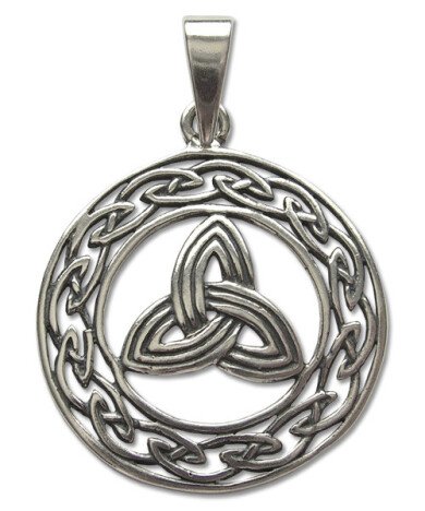 Pandantiv amuleta din argint pentru implinirea dorintelor Silver Dreams - Triquetra 2.8 cm